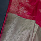 Pink Green Semi Kanchi Silk Saree with Stitched Blouse - SR001086