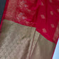 Pink Green Semi Kanchi Silk Saree with Stitched Blouse - SR001086