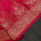 Pink Green Semi Kanchi Silk Saree with Stitched Blouse - SR001086