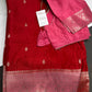 Red Pink Semi Silk Saree with Stitched Blouse - SR001087