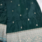 Green Blue Semi Silk Saree with Stitched Blouse - SR001088