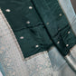 Green Blue Semi Silk Saree with Stitched Blouse - SR001088