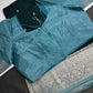 Green Blue Semi Silk Saree with Stitched Blouse - SR001088