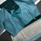 Green Blue Semi Silk Saree with Stitched Blouse - SR001088