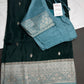 Green Blue Semi Silk Saree with Stitched Blouse - SR001088