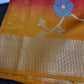 Pink Yellow Organza Tissue Jamdani Saree with Stitched Blouse - SR001089