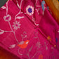 Pink Yellow Organza Tissue Jamdani Saree with Stitched Blouse - SR001089
