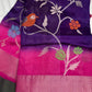 Purple Pink Organza Tissue Jamdani Saree with Stitched Blouse - SR001090