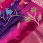 Purple Pink Organza Tissue Jamdani Saree with Stitched Blouse - SR001090