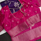 Purple Pink Organza Tissue Jamdani Saree with Stitched Blouse - SR001090