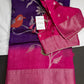 Purple Pink Organza Tissue Jamdani Saree with Stitched Blouse - SR001090