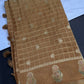 Raw Mango Brown Gold Zari Checks Saree with Stitched Blouse - SR001091