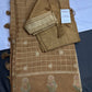 Raw Mango Brown Gold Zari Checks Saree with Stitched Blouse - SR001091