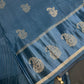 Teal Blue Pure Viscose Silk Zari Saree with Stitched Blouse - SR001092