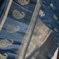 Teal Blue Pure Viscose Silk Zari Saree with Stitched Blouse - SR001092