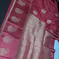 Pink Pure Viscose Silk Zari Saree with Stitched Blouse - SR001093