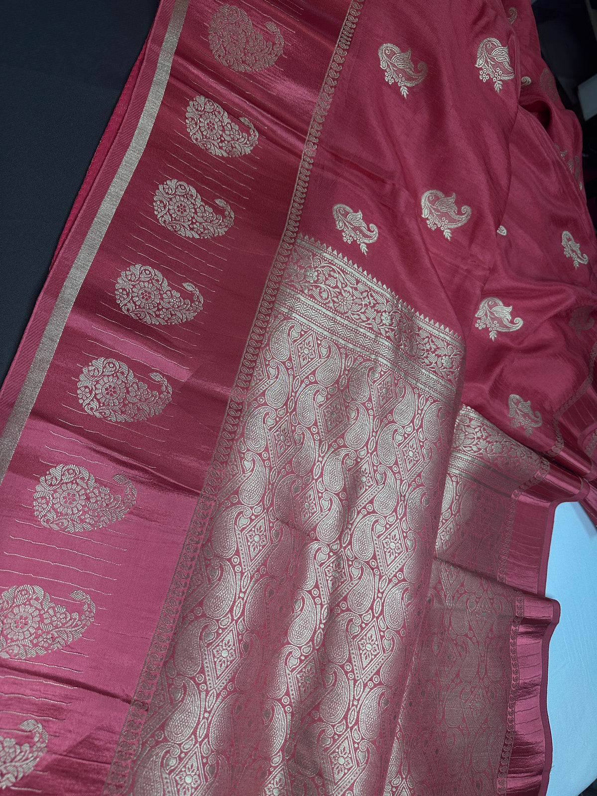 Pink Pure Viscose Silk Zari Saree with Stitched Blouse - SR001093