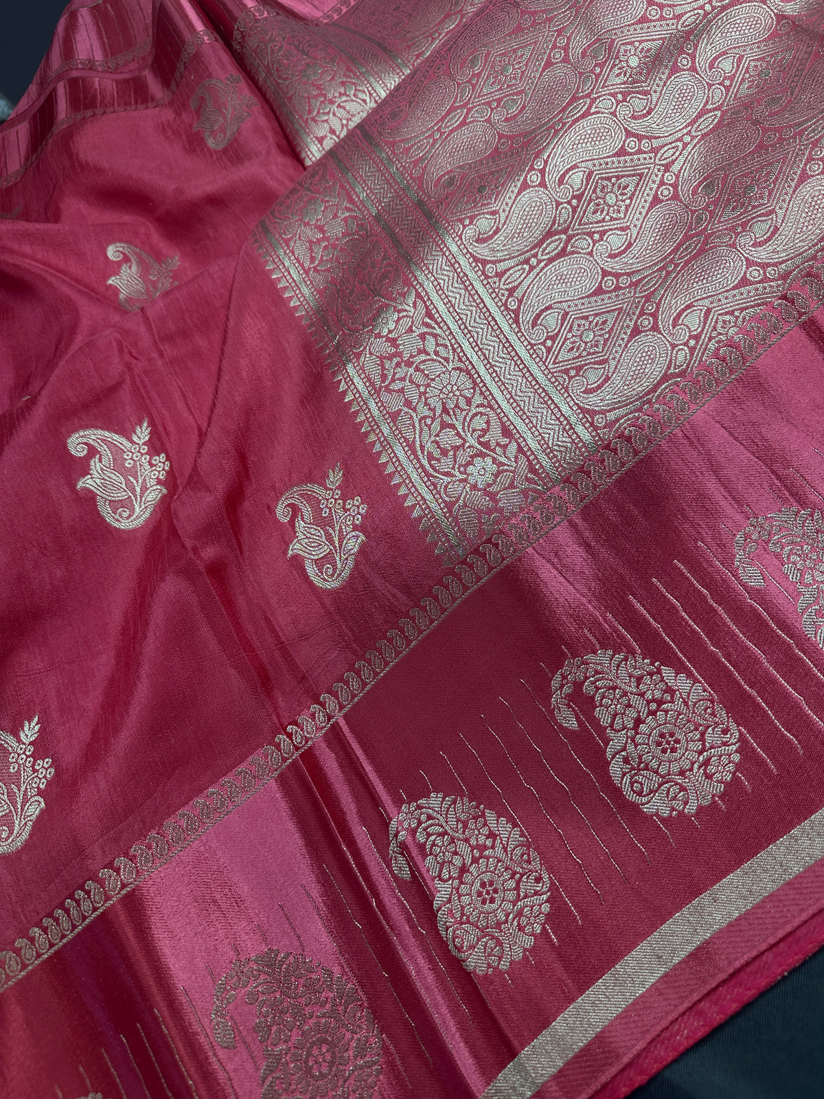 Pink Pure Viscose Silk Zari Saree with Stitched Blouse - SR001093