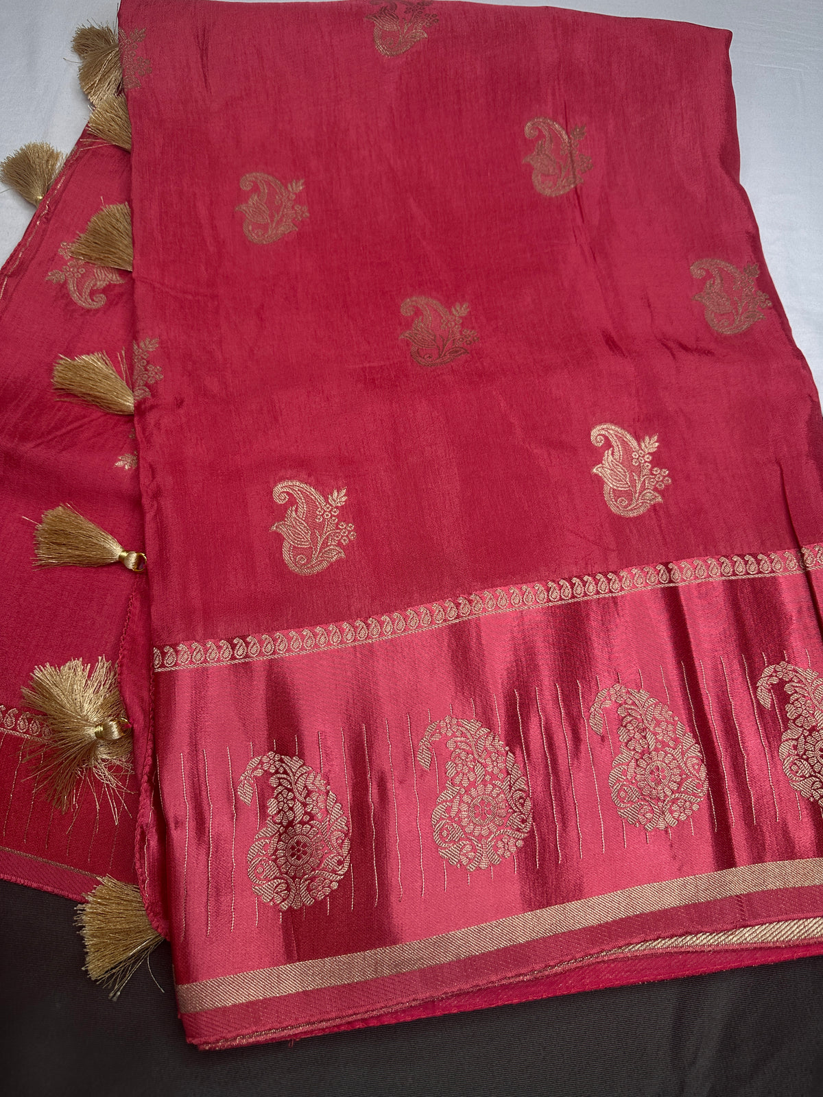 Pink Pure Viscose Silk Zari Saree with Stitched Blouse - SR001093