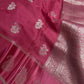 Pink Pure Viscose Silk Zari Saree with Stitched Blouse - SR001093