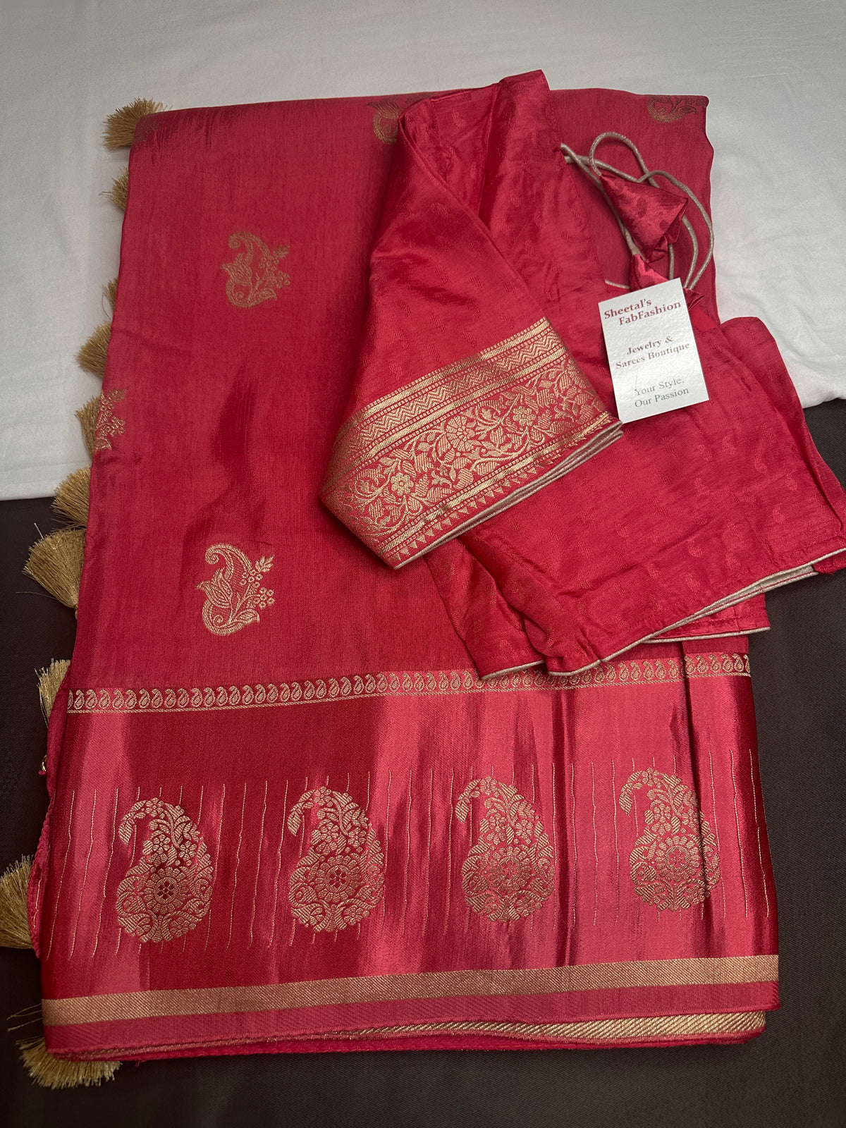 Pink Pure Viscose Silk Zari Saree with Stitched Blouse - SR001093