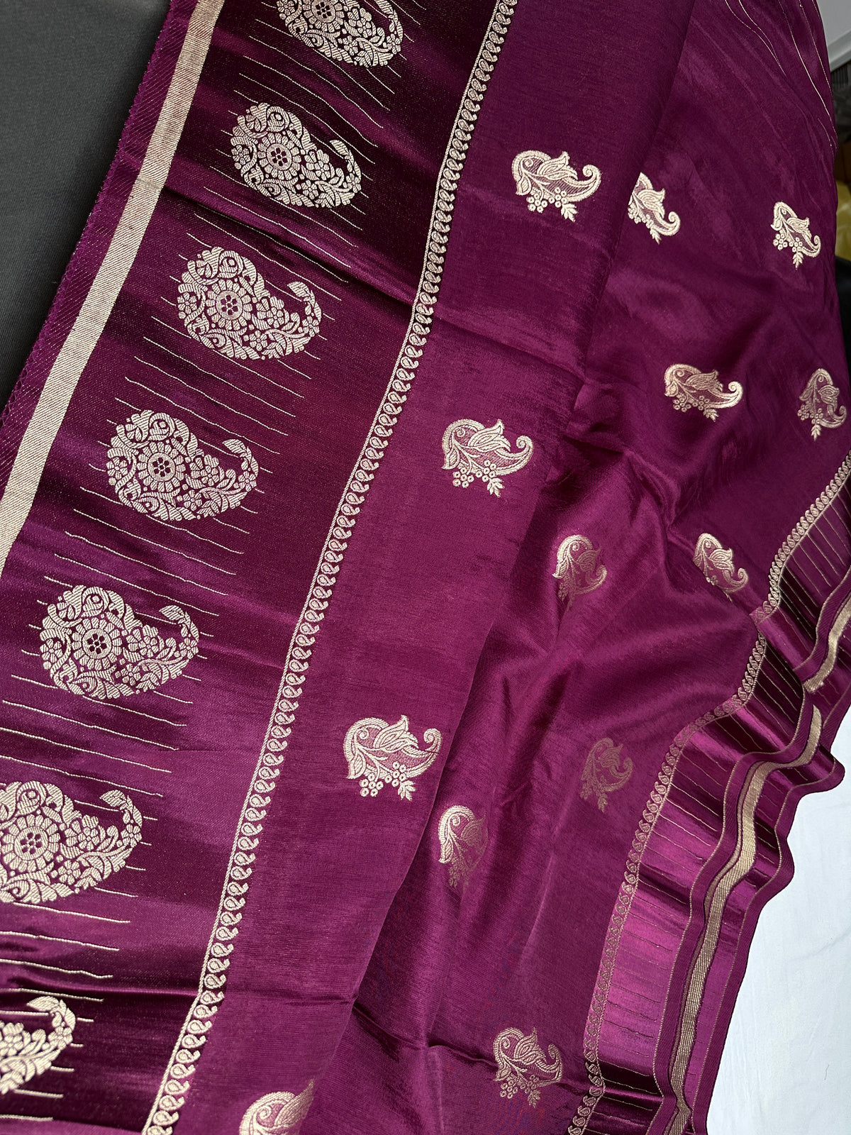 Purple Pure Viscose Silk Zari Saree with Stitched Blouse - SR001094