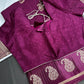 Purple Pure Viscose Silk Zari Saree with Stitched Blouse - SR001094