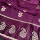 Purple Pure Viscose Silk Zari Saree with Stitched Blouse - SR001094