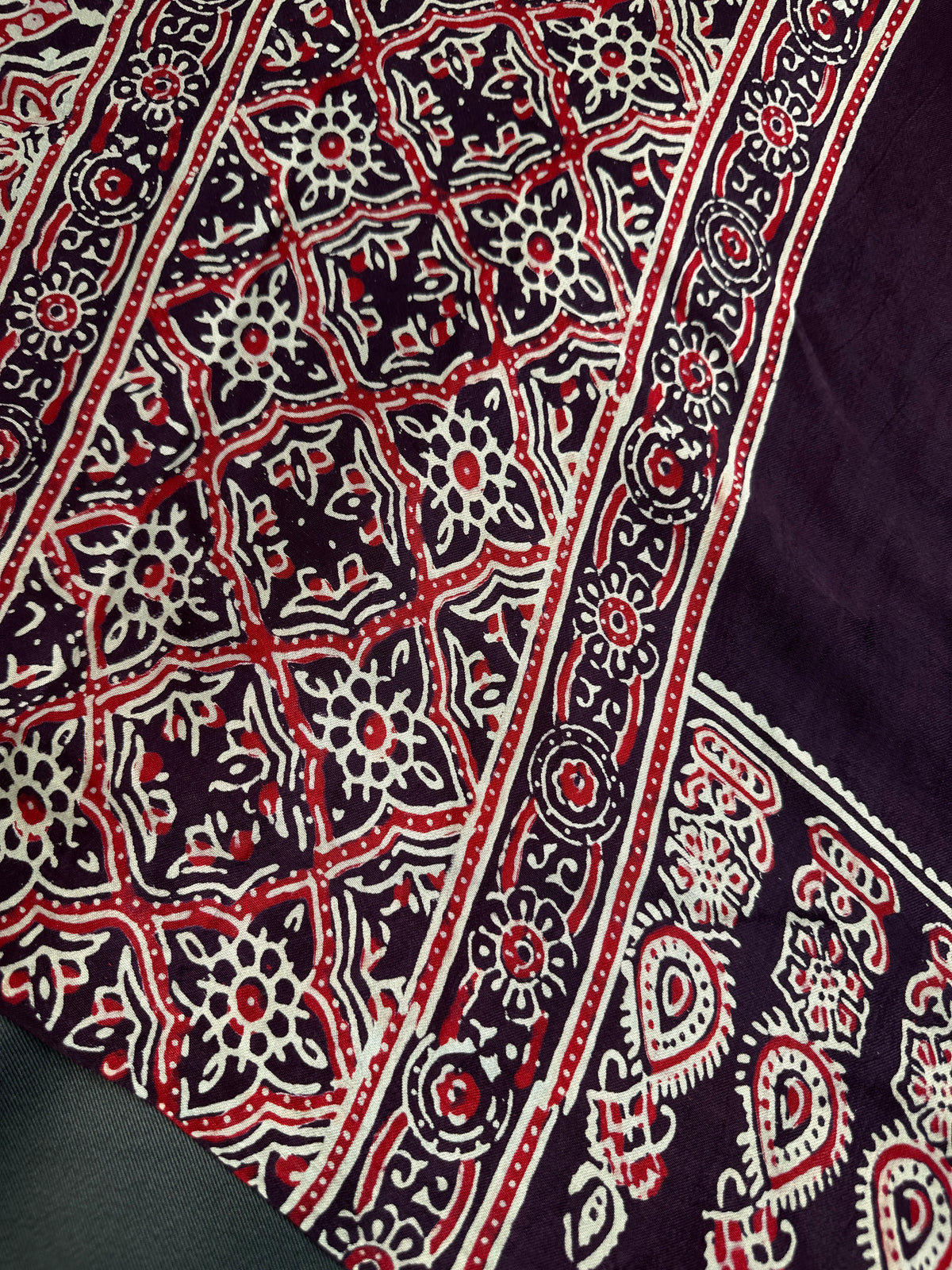 Dola Silk Ajarakh Plum Saree - 