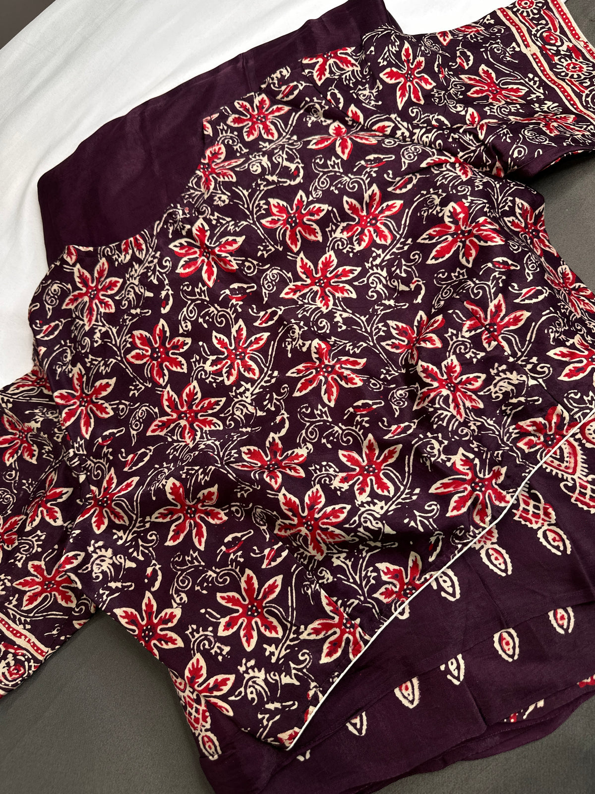 Dola Silk Ajarakh Plum Saree - 
