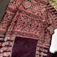 Dola Silk Ajarakh Plum Saree - 