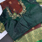 Dharamavaram Pattu Brown Green Saree - 