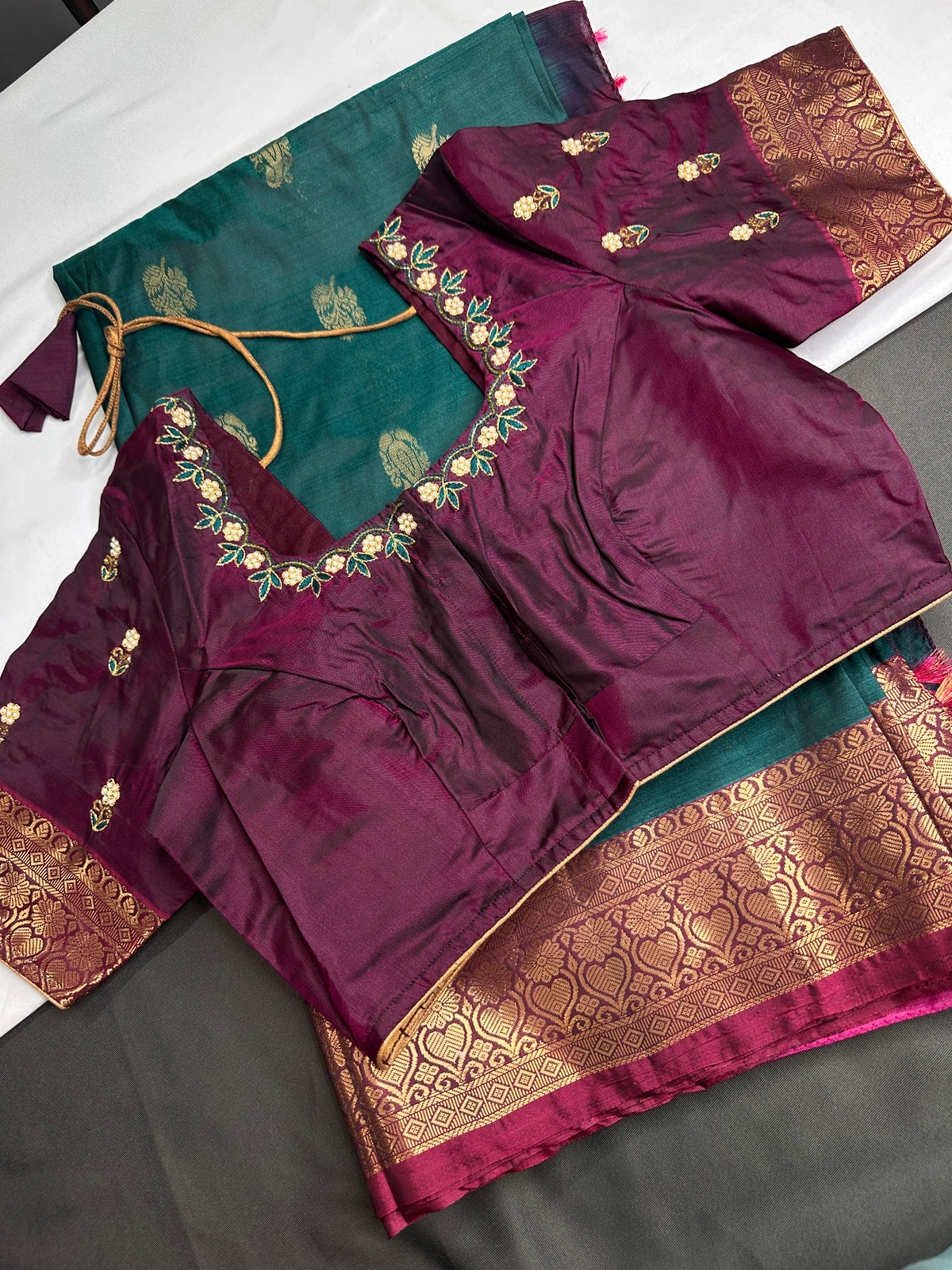 Dharamavaram Pattu Green Magenta Saree - 