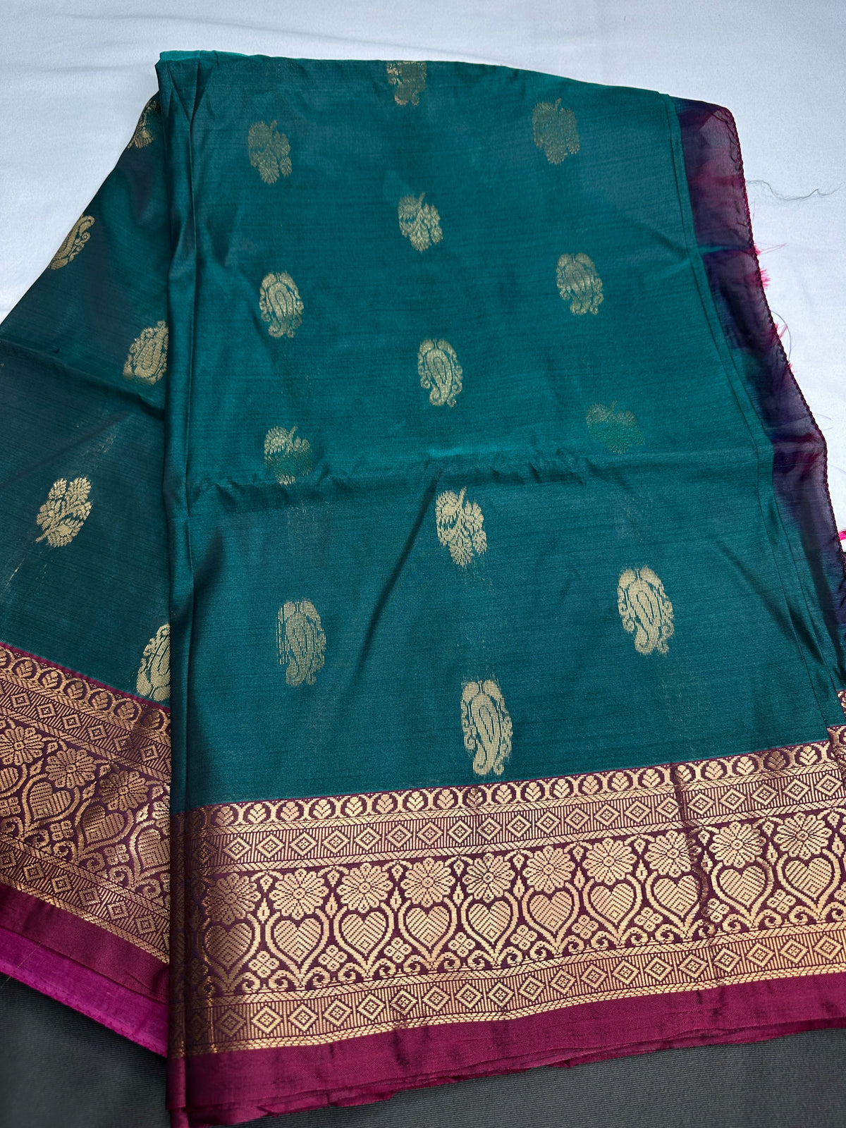 Dharamavaram Pattu Green Magenta Saree - 