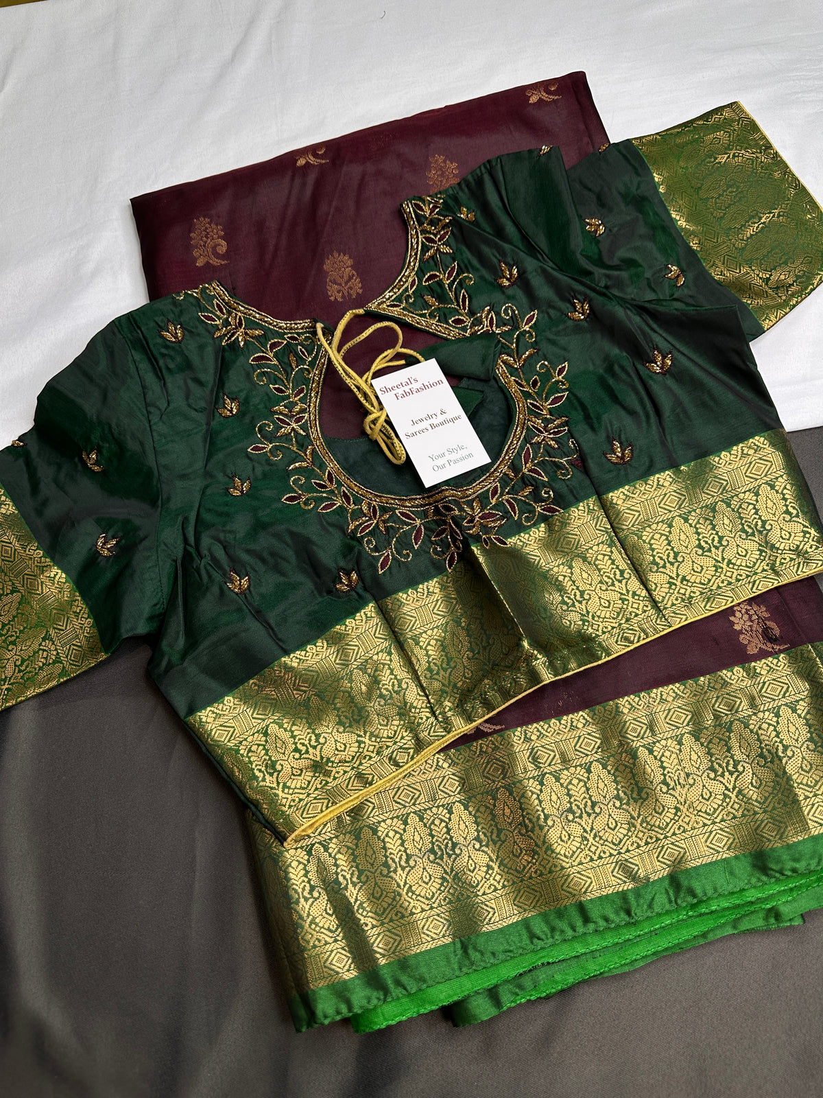 Dharamavaram Pattu Plum Green  Saree - 