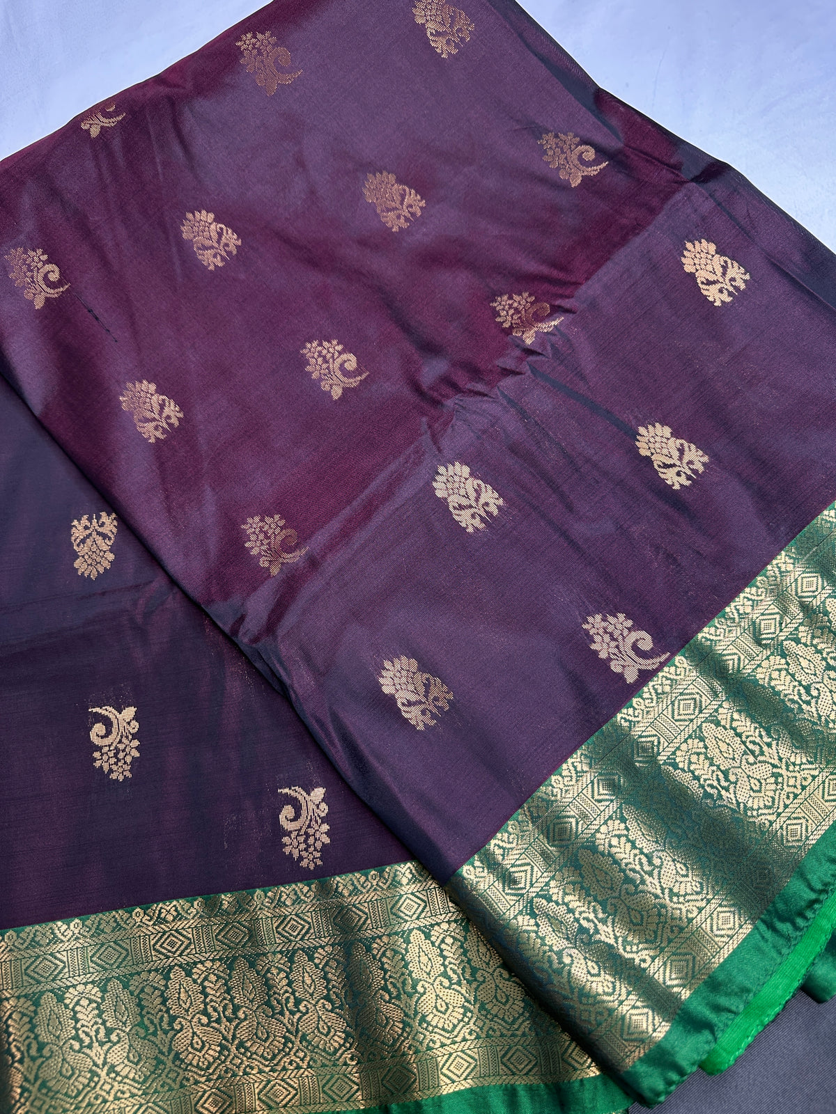 Dharamavaram Pattu Plum Green  Saree - 