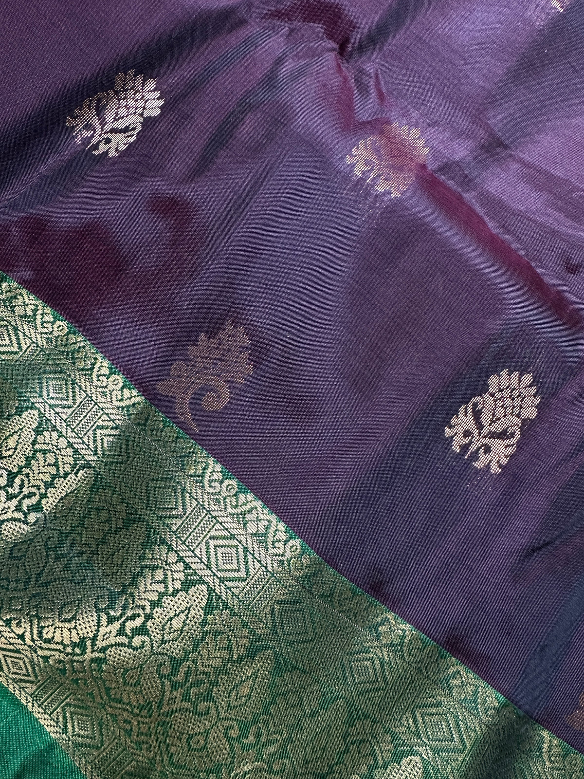 Dharamavaram Pattu Plum Green  Saree - 