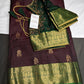 Dharamavaram Pattu Plum Green  Saree - 