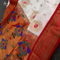 Semi Gadwal Silk Paithani White Red Saree - SR001102