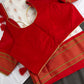 Semi Gadwal Silk Paithani White Red Saree - SR001102