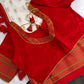 Semi Gadwal Silk Paithani White Red Saree - SR001102