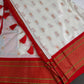 Semi Gadwal Silk Paithani White Red Saree - SR001102