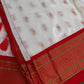 Semi Gadwal Silk Paithani White Red Saree - SR001102