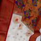 Semi Gadwal Silk Paithani White Red Saree - SR001102