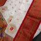 Semi Gadwal Silk Paithani White Red Saree - SR001102