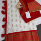 Semi Gadwal Silk Paithani White Red Saree - SR001102