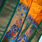 Semi Gadwal Chanderi Silk Paithani Orange Green Saree - SR001104