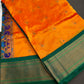 Semi Gadwal Chanderi Silk Paithani Orange Green Saree - SR001104