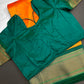 Semi Gadwal Chanderi Silk Paithani Orange Green Saree - SR001104