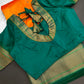 Semi Gadwal Chanderi Silk Paithani Orange Green Saree - SR001104